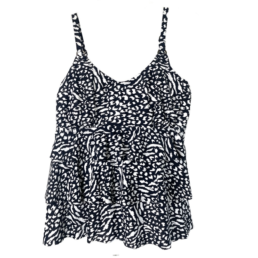 Island Escape Monochrome Patterned Swim Tankini White and Black